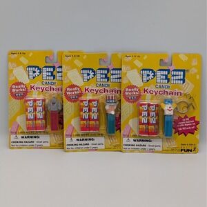 Basic Fun PEZ Candy Keychain Lot 3 Uncle Sam Elephant Circus Clown VTG 1998